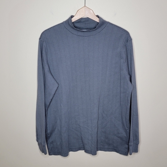 Lands' End | Traditional Fit Gray Chevron Mockneck Top - Picture 1 of 4